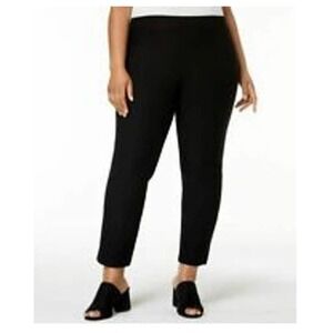 Eileen Fisher Pull-On Casual Pants Stretch Straight Leg Black Women's Size L